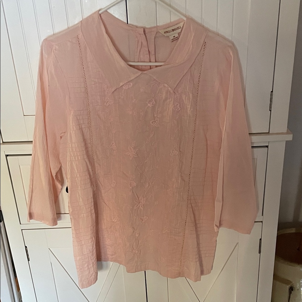 April Cornell Light Pink Embroidered Blouse